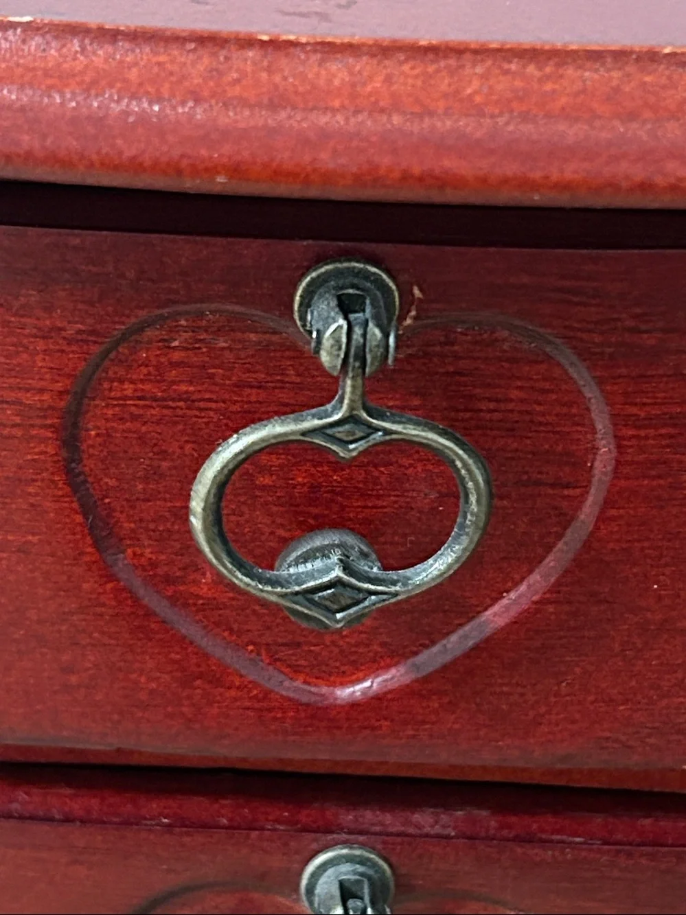 Red Wooden Jewelry Armoire with Glass Door Jewelry Wood Storage Cabinet-Small